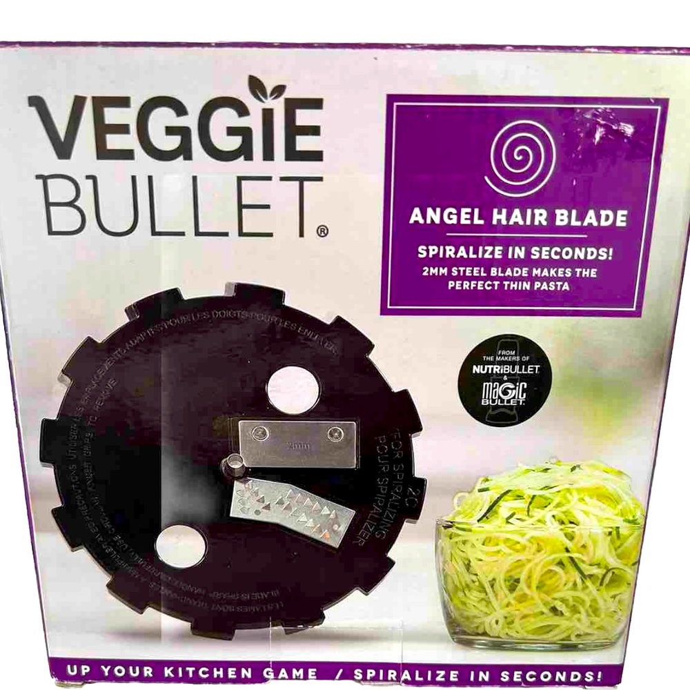 NEW Veggie Bullet Angel Hair Blade 2mm Spiralizer Attachment Thin Pasta NIB